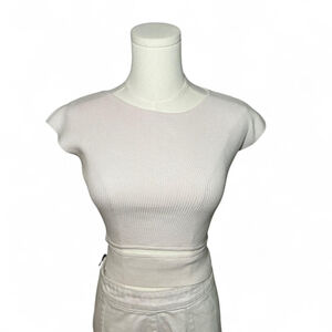 Wilfred Light Pink Ribbed Cap Sleeve Crop Top – Size XS